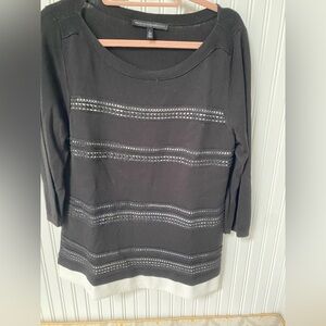 White House Black Market Elegant Black Knit Top EUC